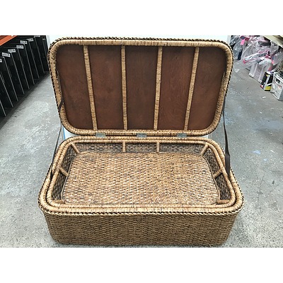 Vintage Woven Cane Storage Basket