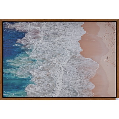 Two Framed Digital Prints on Canvas, A Beach Scene and One Other (2)