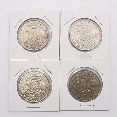 Four Australian 1966 Silver Fifty Cent Coins