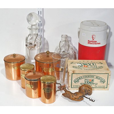 Vintage Canister Set, Two Decanters, KFC Drinks Cooler and Other Vintage Collectables