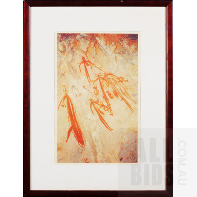 Framed Reproduction Print, Australian Aboriginal Cave Drawings From the Original Photograph by C. P. Mountford, 35 x 22 cm (image size)