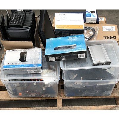 Bulk Lot of Assorted IT Equipment & Accessories - Monitor, Ethernet Switches & Cables
