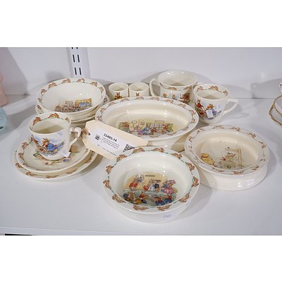 Large Group of Assorted Royal Doulton Bunnykins Bowls, Cups, Plates and Egg Cups