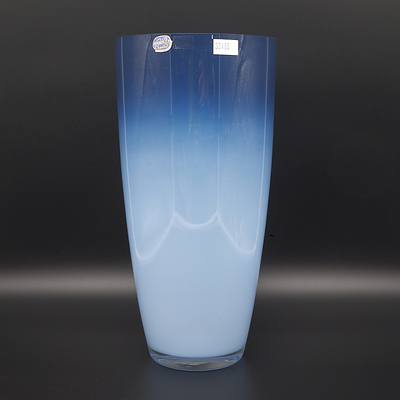 Large Vintage Blue Bohemian Glass Vase