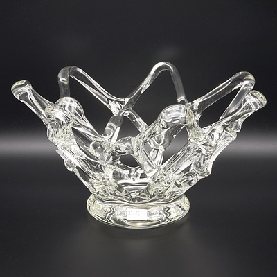 Vintage Hand Blown Art Glass Fruit Bowl