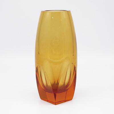 Mid Century Amber Studio Glass Vase