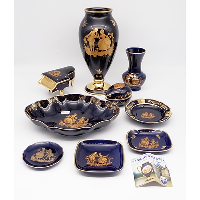 Collection of Limogues Porcelain, Including Mantle Vase Miniature Piano and More