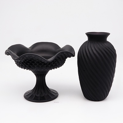 Opaque Glass Comport and Vase
