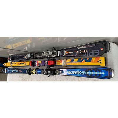 Set Of Head, Fischer And Blizzard Skis- Lot Of Three