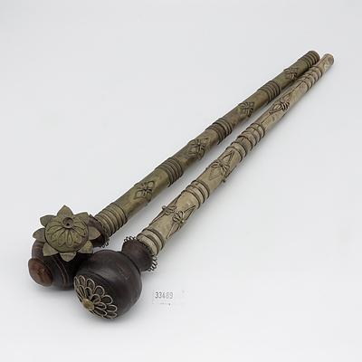 Two Afghan Opium Pipes with Cutting Blades