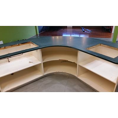 Concave Laminate Kitchen Bench With Overhead Mirror