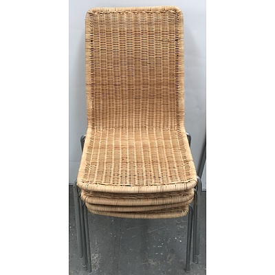 Cane Outdoor Chairs -Lot Of Four