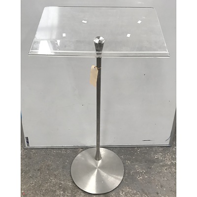 Contemporary Brushed Steel and Moulded Acrylic lecturn Stand