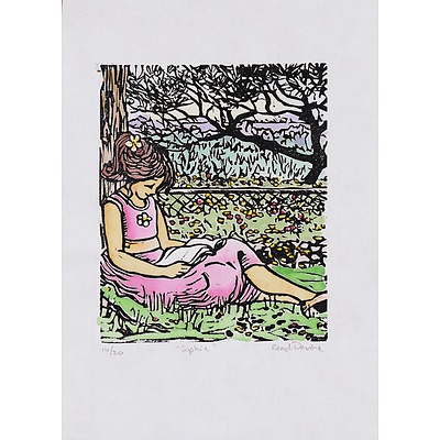 Read Deune (20th Century), Sophie, Hand-Coloured Linocut