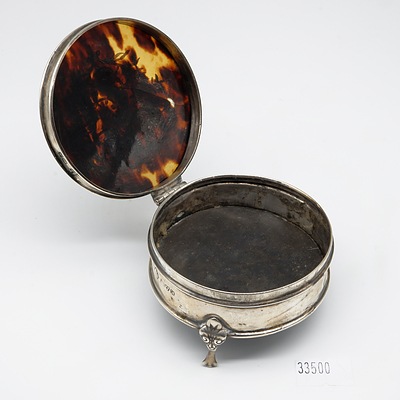 Sterling Silver and Inlaid Tortoiseshell Stud Box Chester 1912