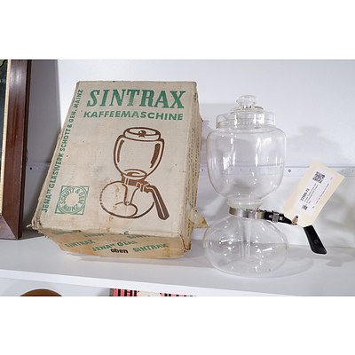 Vintage Sintrax Glass Coffee Percolator with Original Box