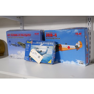 Three Various Aircraft Scale Model Kits