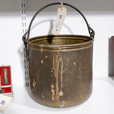Vintage Brass Bucket with Hand Forged handle