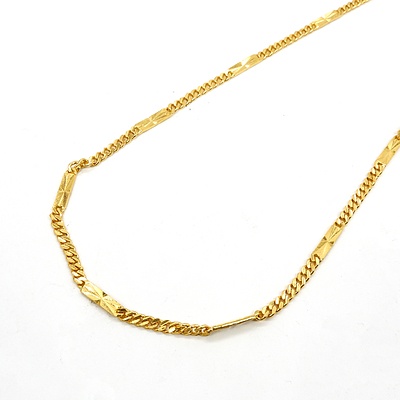 22ct Yellow Gold File Curb Link Necklace, 14.6g