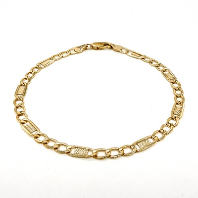 9ct Yellow Gold Figaro Style Bracelet, 3g