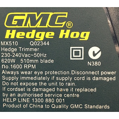 GMC MX510 Hedge Hog Hedge Trimmer With Electric Brake