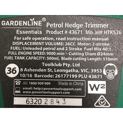 Gardenline HTKS26 26cc Hedge Trimmer