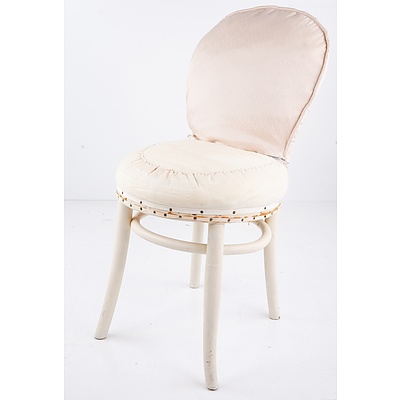 Vintage White Painted Bentwood Chair with Later Fabric Covering - Recycled - No bids