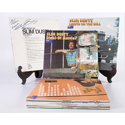 Quantity of Approximately 15 Vinyl LP Records from Slim Dusty Including Signed Best of Slim Dusty Volume 2