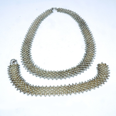 800 Silver Mesh Necklace with Matching Bracelet