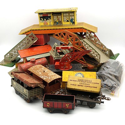 Collection of Vintage English Hornby by Meccano Track, Carriages and Accessories 