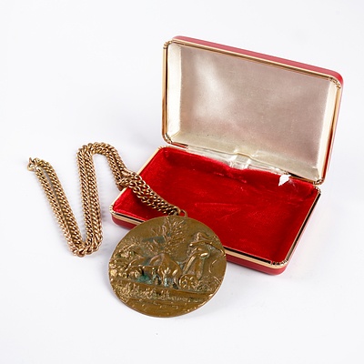 Vintage Bronze Medallion with Chain