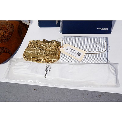 Retro Park Lane and White Mesh Evening Bags and Pair of Tulmur Evening Gloves