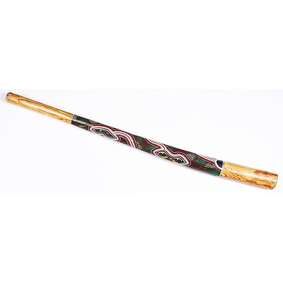 Aboriginal Didgeridoo, Kangaroo, Synthetic Polymer Paint on Hollow Log, Signed Alex Australia