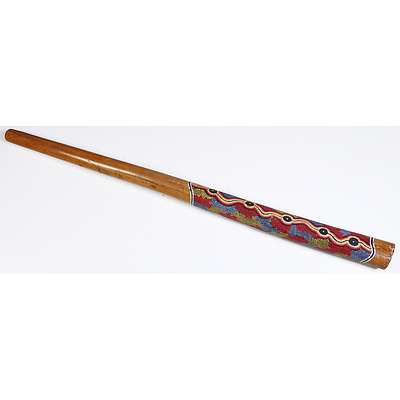 Aboriginal Didgeridoo, Traditional Waterhole Designs, Synthetic Polymer Paint on Hollow Log