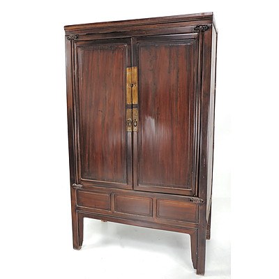 Antique Chinese Wedding Cabinet with Rosewood Door Panels - Early 20th Century