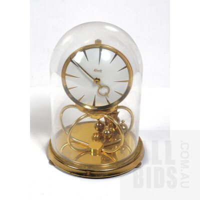 Retro Kundo Germany Brass Dome Clock with Glass Dome