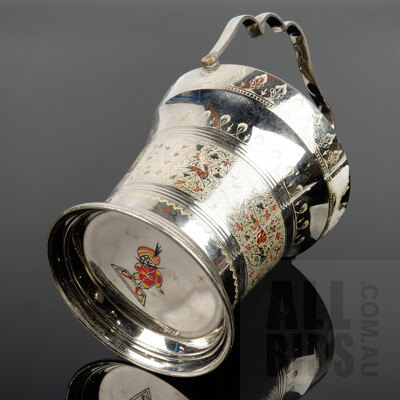 Vintage Air India First Class Silverplate Ice Bucket with Incised Decoration - Air India Mascot Under Base