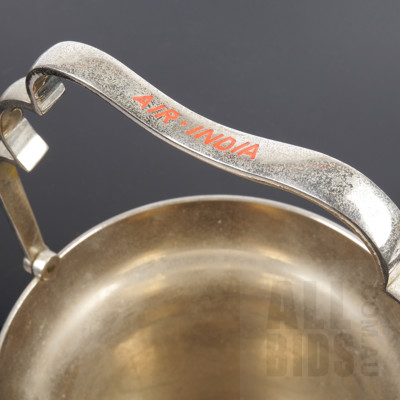 Vintage Air India First Class Silverplate Ice Bucket with Incised Decoration - Air India Mascot Under Base