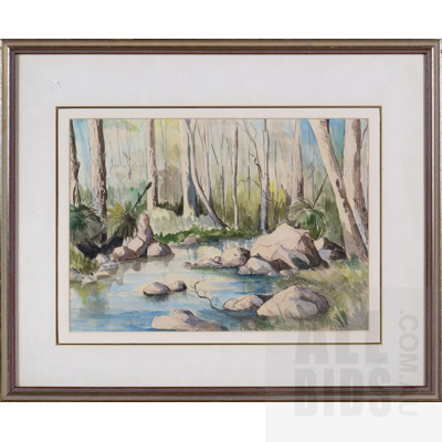Australian School, Untitled (River Scene), Watercolour, 25 x 35.5 cm