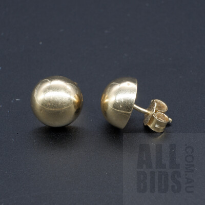 9ct Yellow Gold Half Sphere Earrings, 1.9g