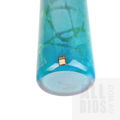 Vintage Mdina Malta Studio Glass Bottle Shaped Bud Vase with Studio Labels