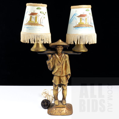 Antique Cast Brass Orientalist Table Lamp