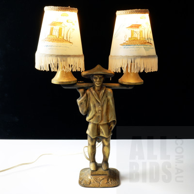 Antique Cast Brass Orientalist Table Lamp