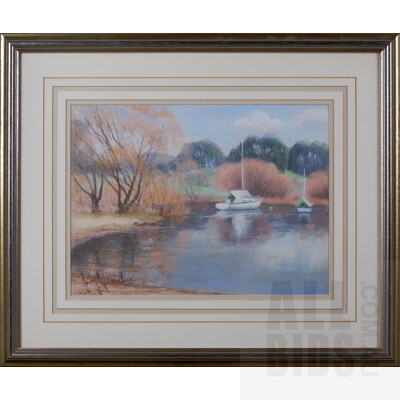 Judy McConchie (1938-2005) Still Morning by the Lake, Pastel - Image Size 38 x 26 cm