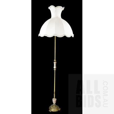 Vintage Brass and Alabaster Standard Lamp, Original Shade
