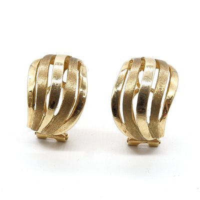 9ct Yellow Gold Cuff Style Earrings, 4.9g