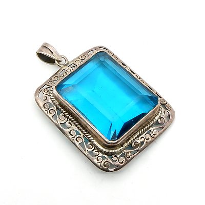 Silver and Faceted Paste Pendant