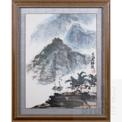 A Pair of Framed Chinese Ink Drawing on Paper, Largest 45 x 34 cm (2)