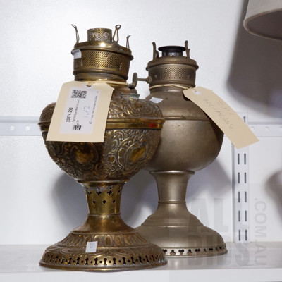 Two Antique Miller Oil Lamps