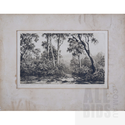 George Cope (1855-1929) A Bushland Stream, Etching Edition 21/100, Signed Lower 